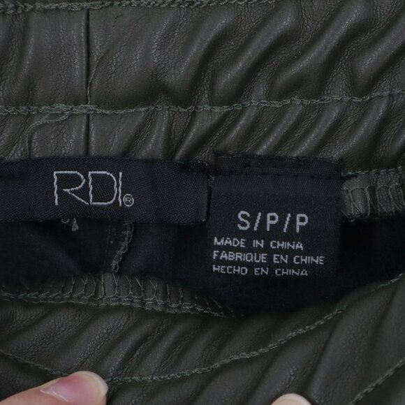 RD Style Faux Leather Jogger Pants Women's S Green Edgy Career Festive Night Out - Picture 6 of 14